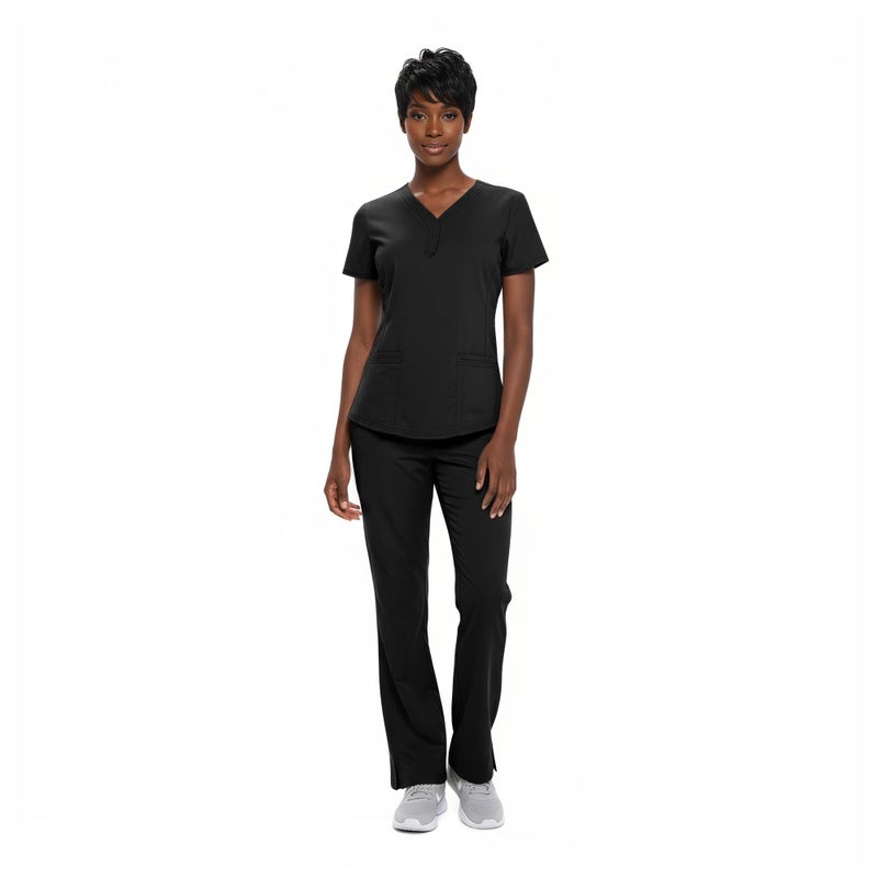 Natural Uniforms Women's Ultra Soft Y-Neck Scrub Set (Black, X-Large) - Image 1